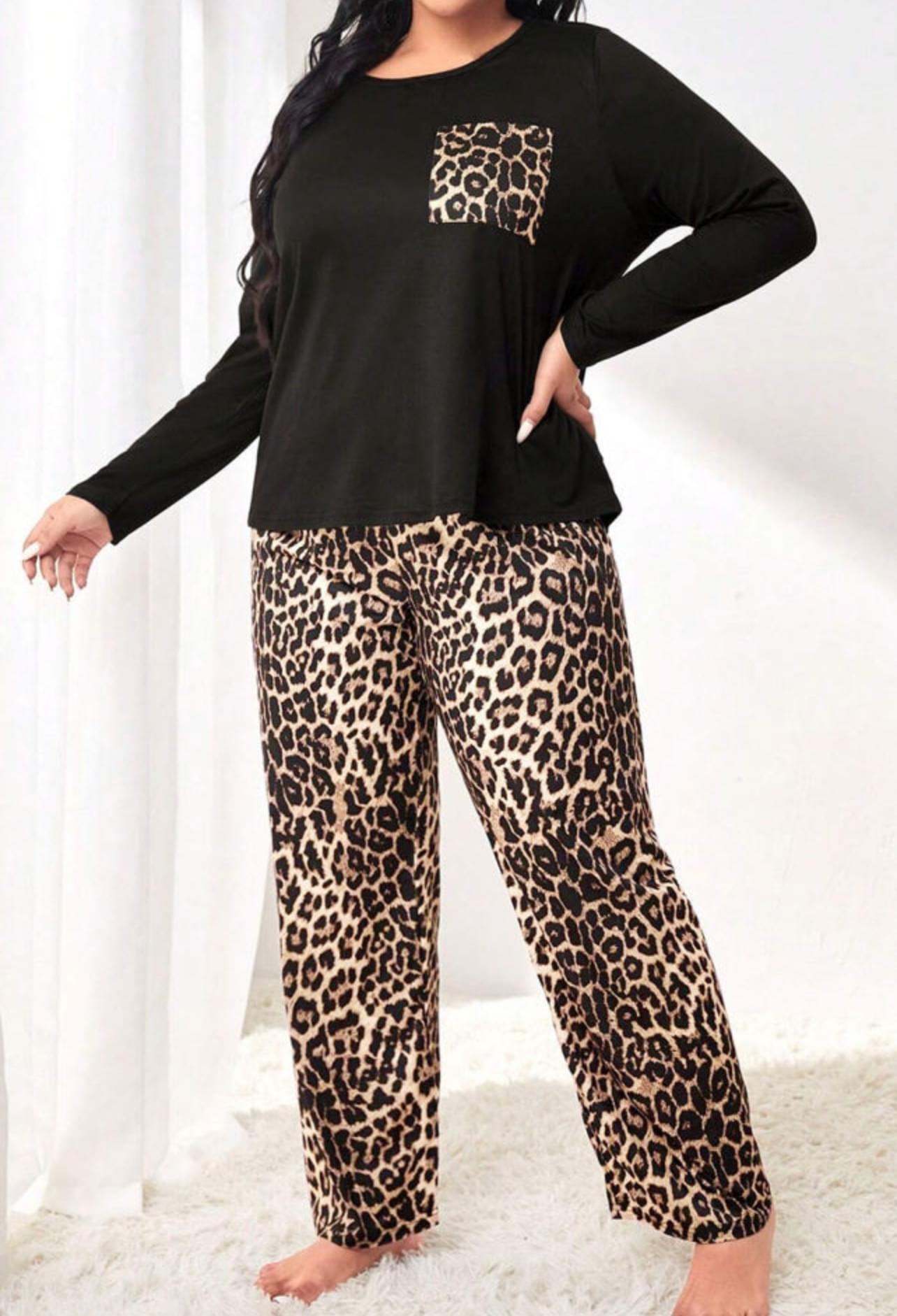 Plus Size Leopard Patched sleeves - Image 2