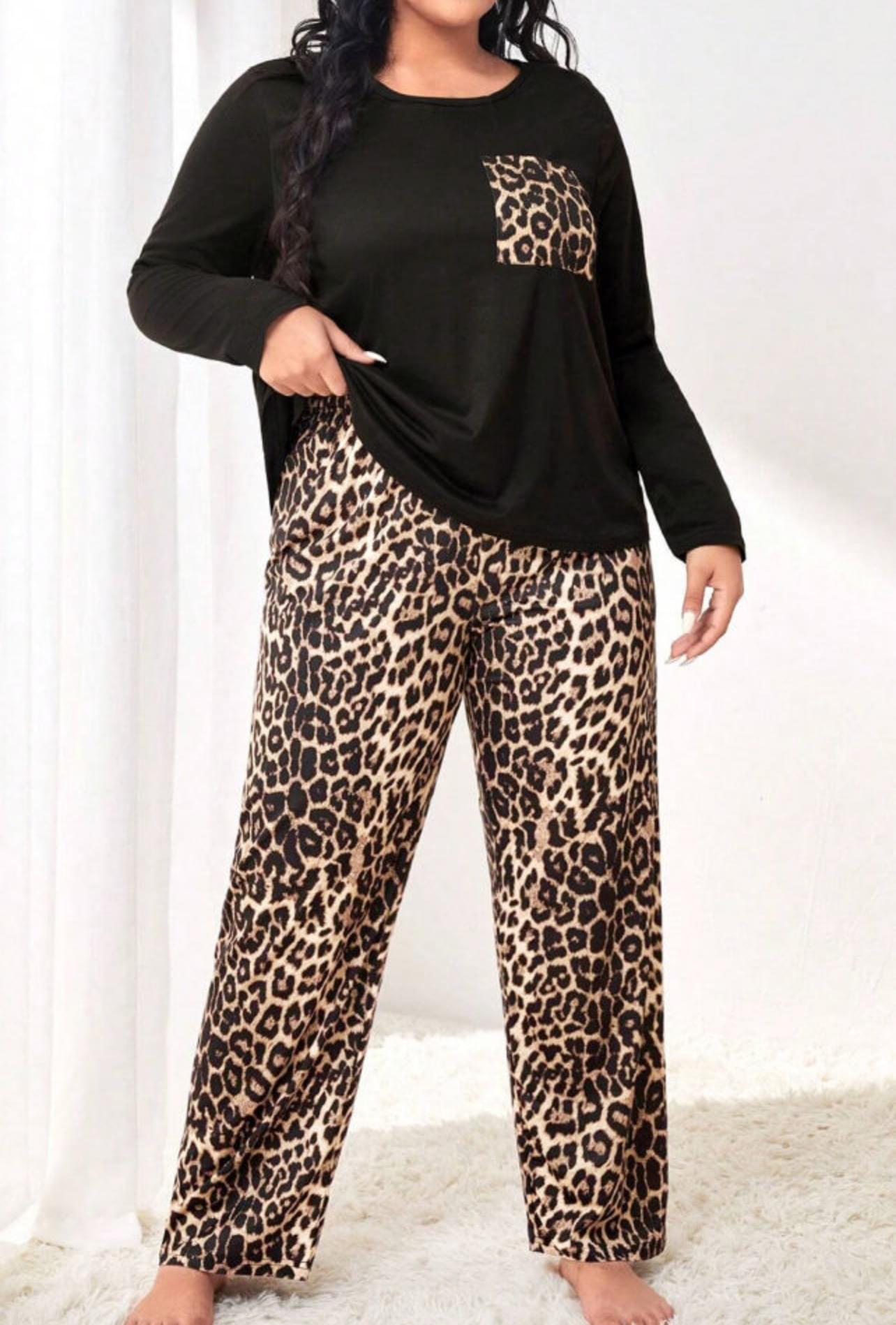 Plus Size Leopard Patched sleeves
