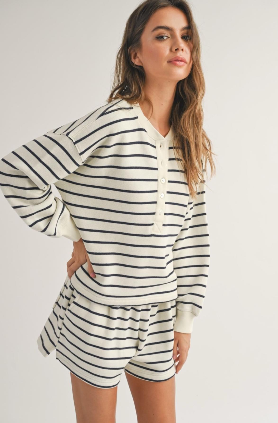 Black White Striped Loungewear - Image 4