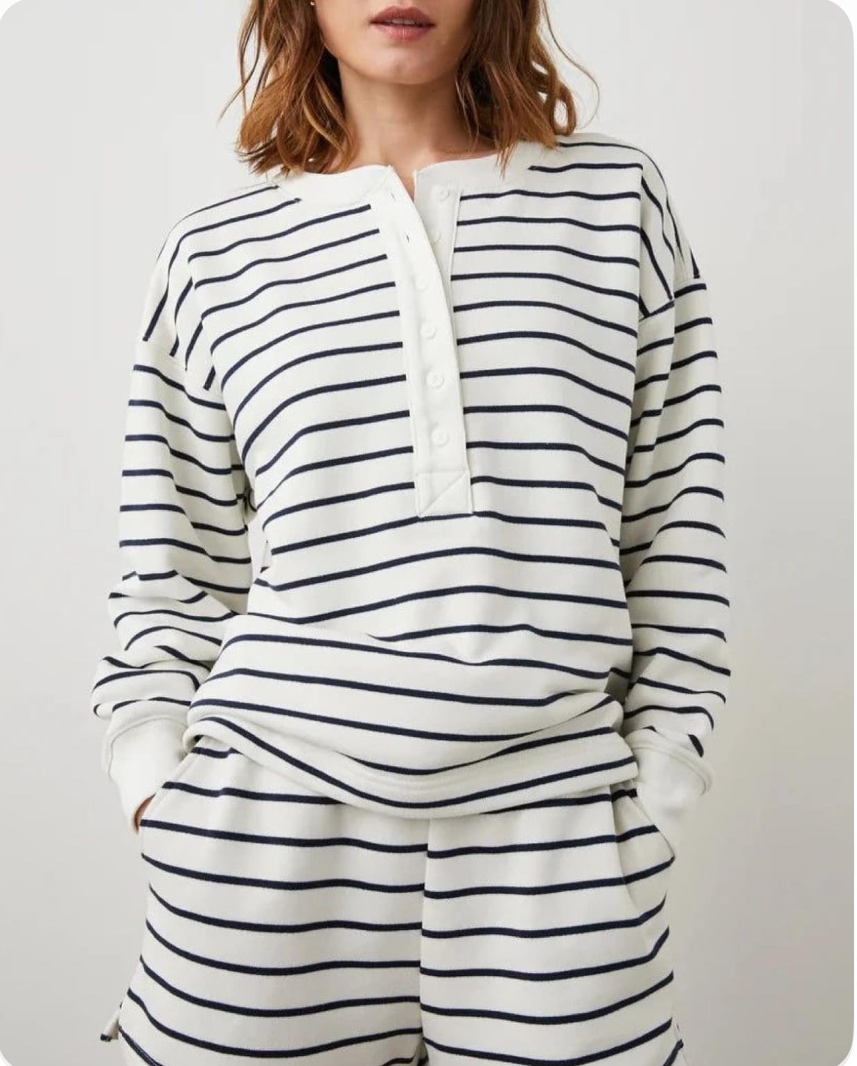 Black White Striped Loungewear - Image 3